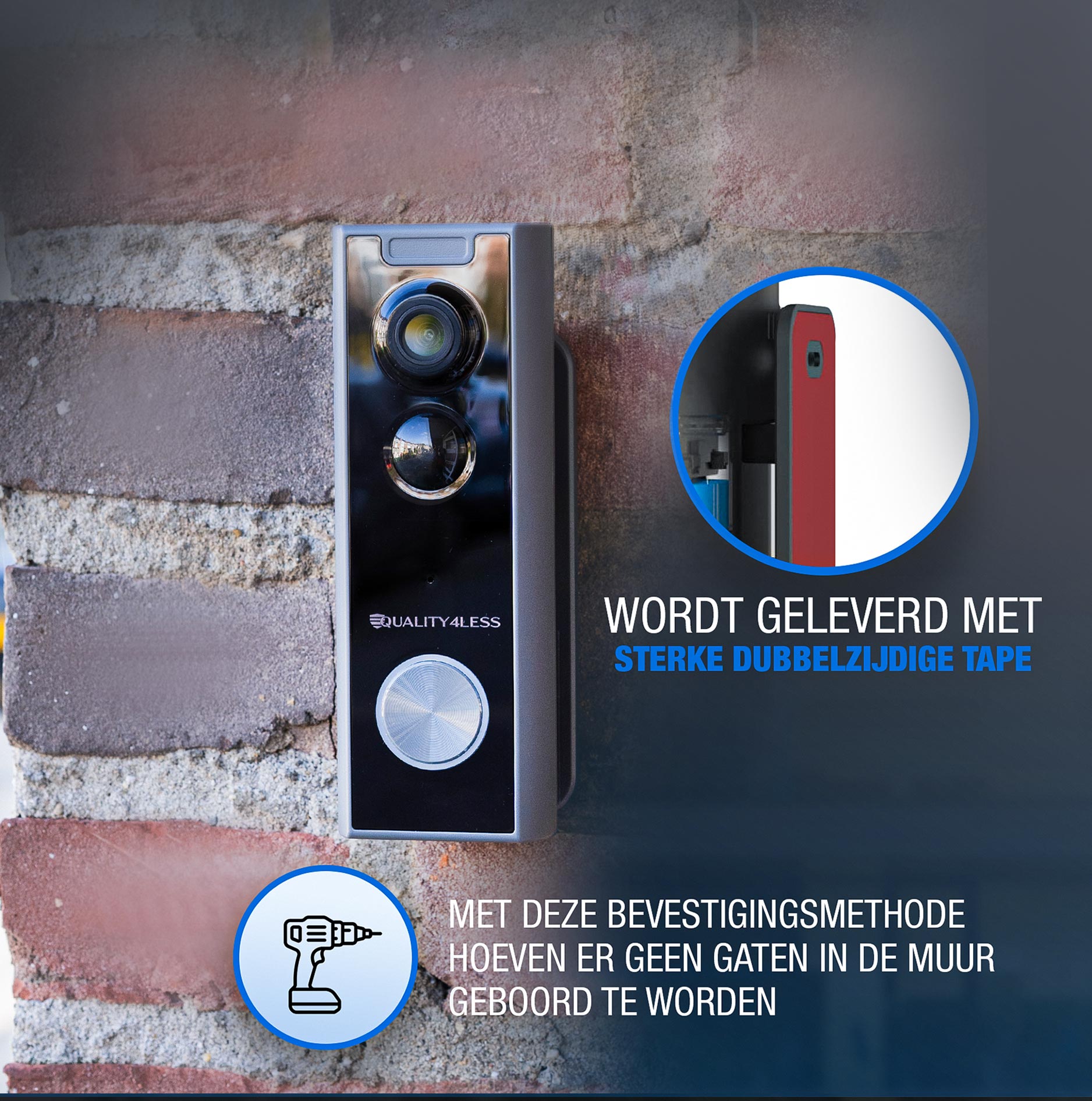 Quality4Less slimme draadloze videodeurbel voor thuis