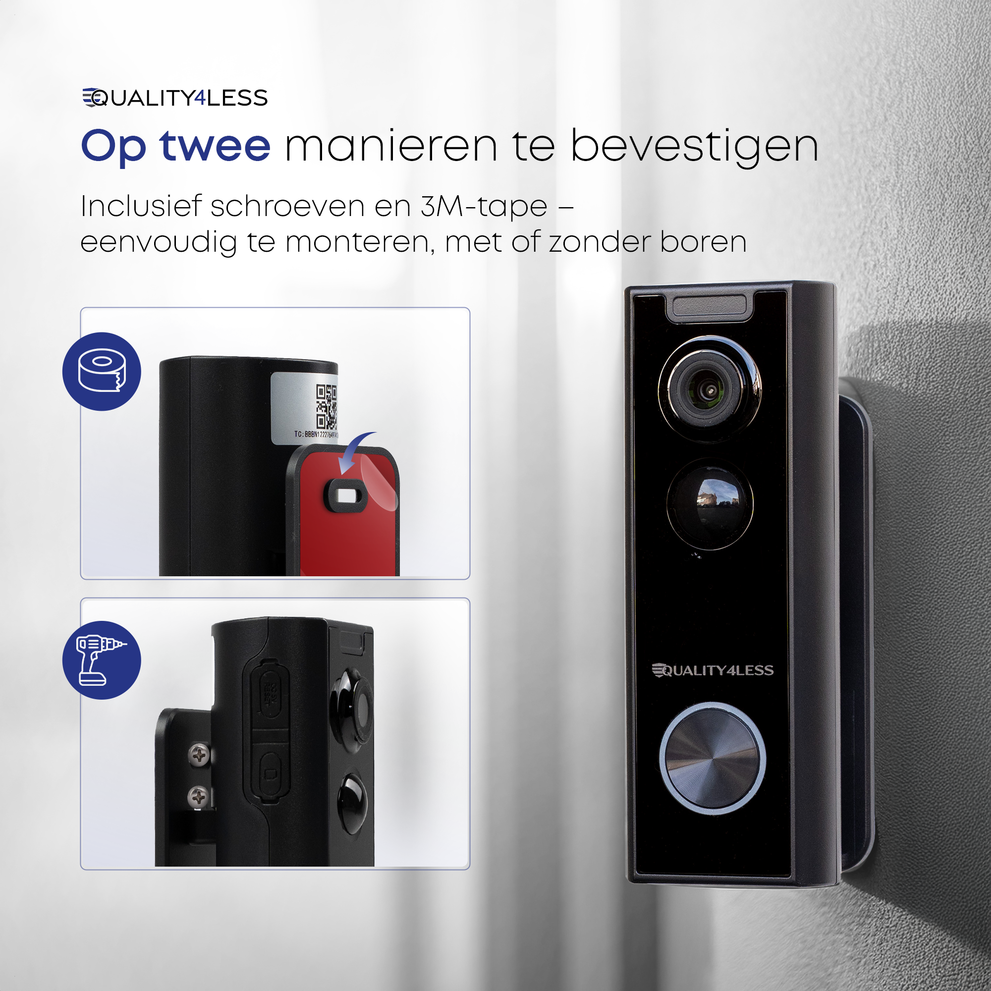 Slimme draadloze videodeurbel met camera
