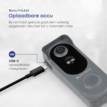 Quality4Less Grijze videodeurbel set — met gong & 32GB SD