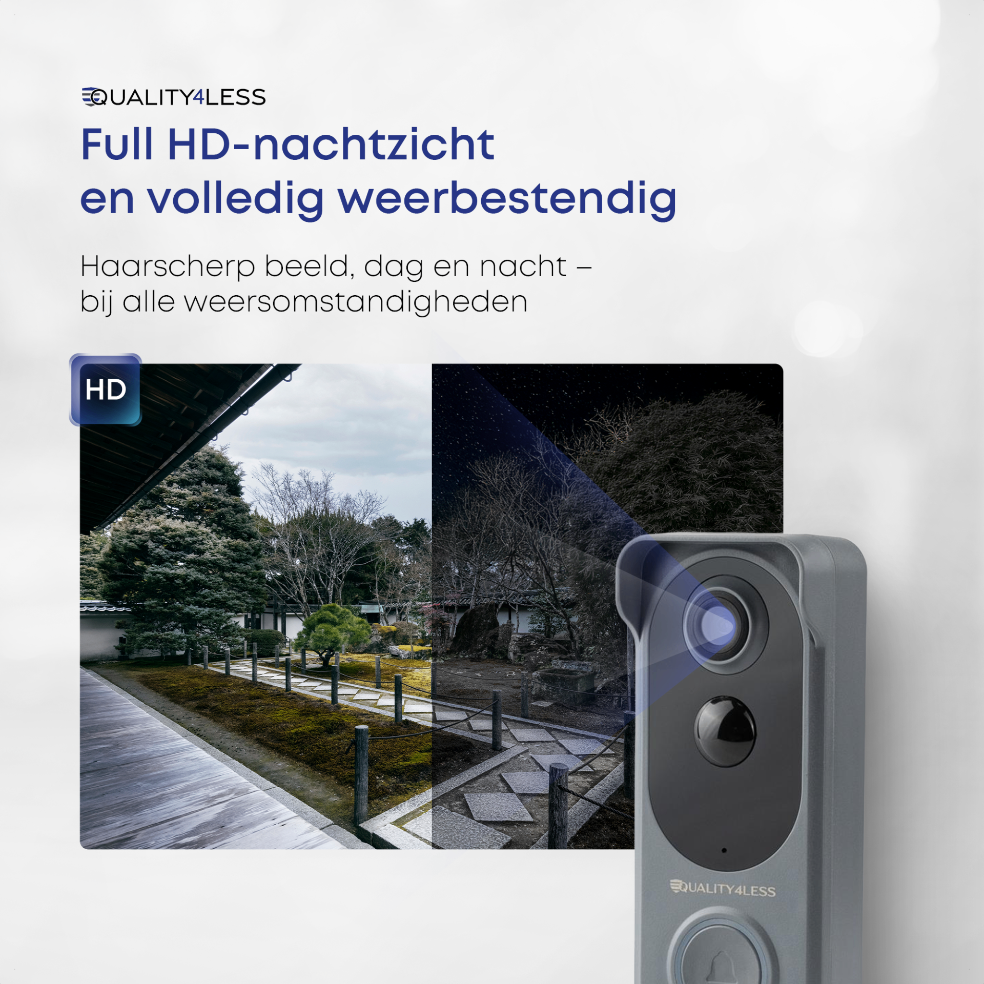 Quality4Less Grijze videodeurbel set — met gong & 32GB SD